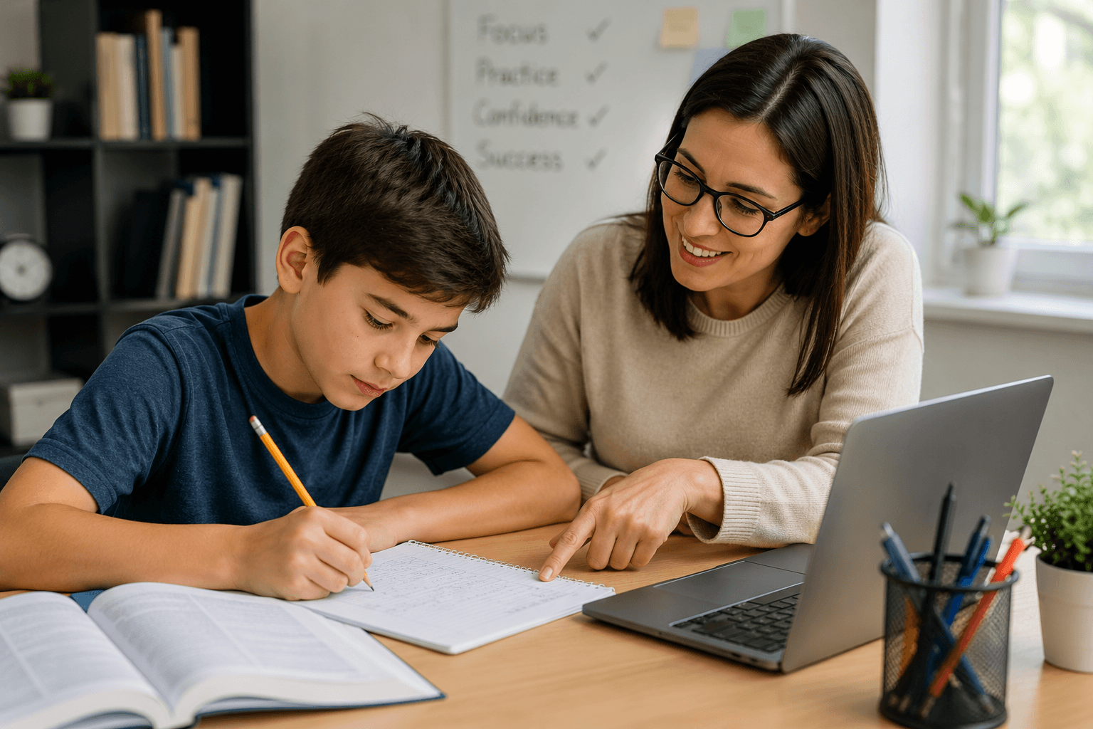 Student receiving private mathematics tutoring