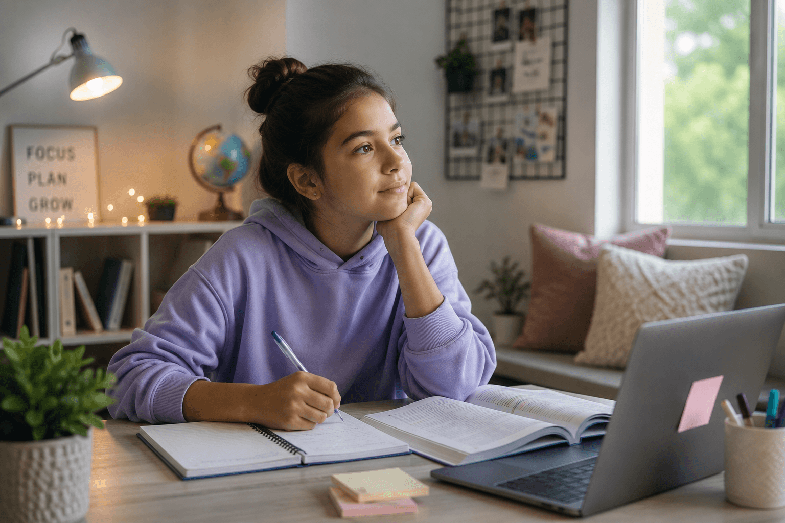 Girl studying independently and reflecting on future-ready learning skills