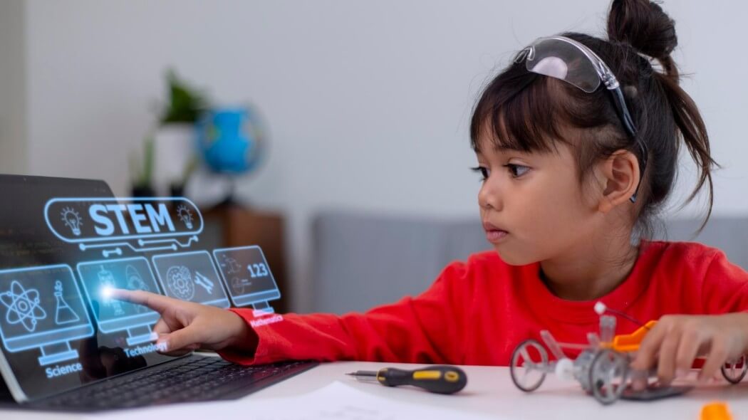 Student exploring STEM and AI learning concepts
