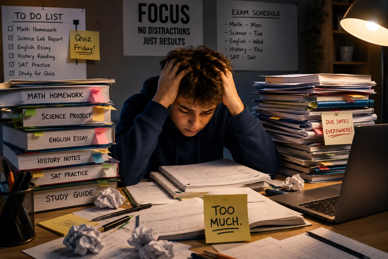 Student feeling overwhelmed by a large amount of homework