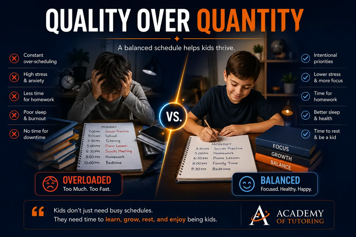 Comparison of an overloaded child schedule and a balanced weekly schedule