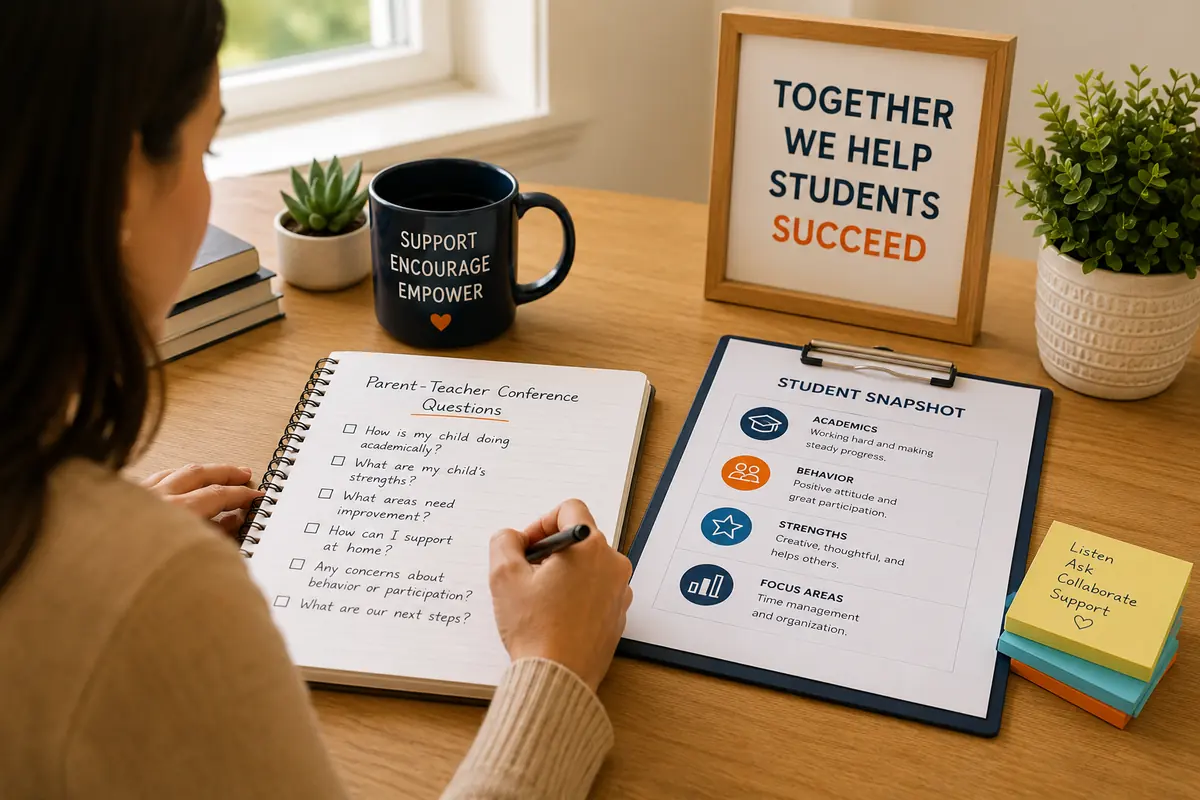Parent preparing questions before a parent-teacher conference
