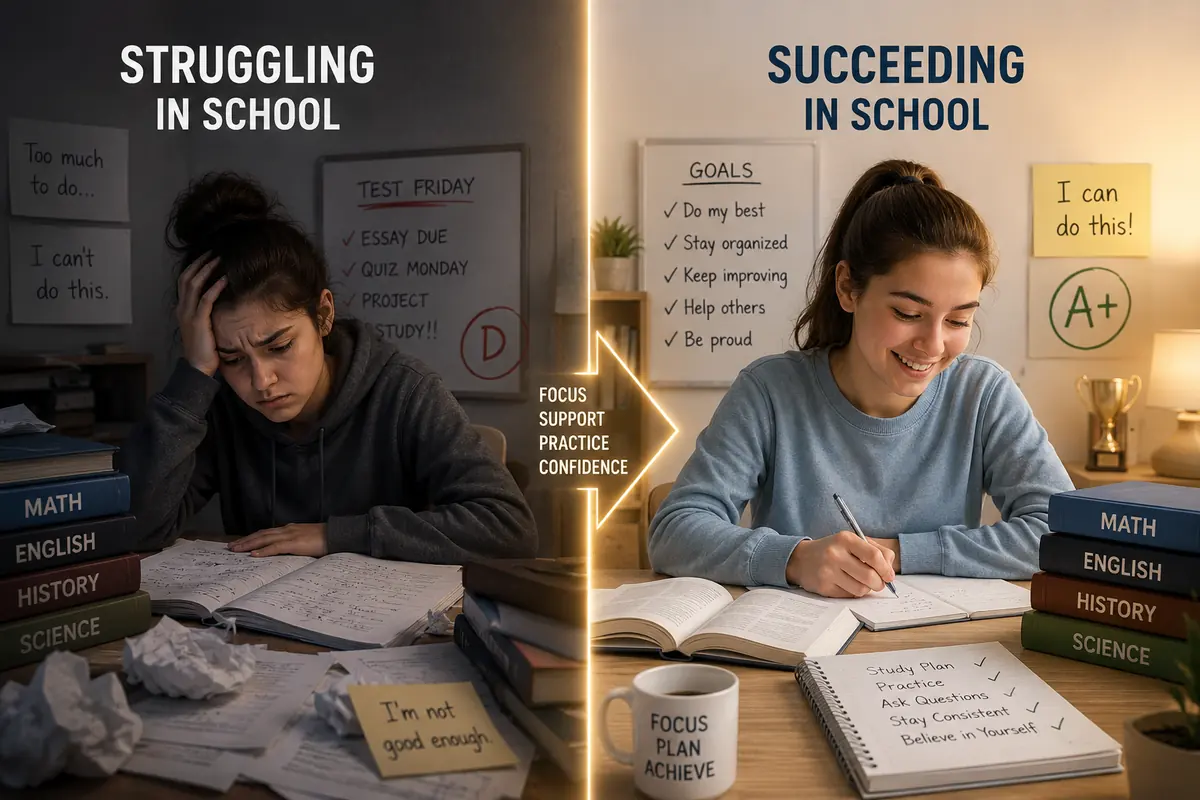 Comparison of a student struggling in school and a student succeeding academically